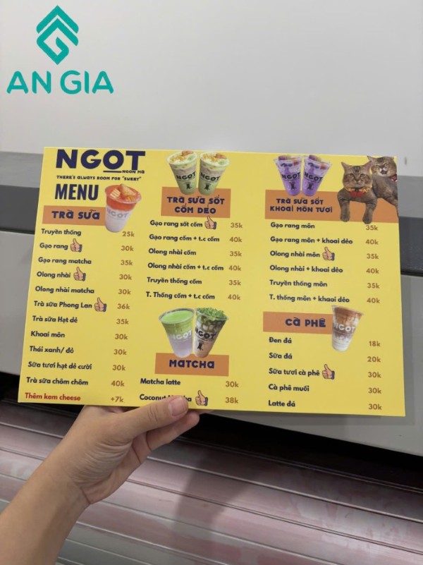 Bảng giá in menu Formex đa dạng độ dày 2mm 3mm 5mm tại In An Gia